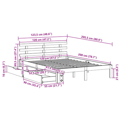 Bed Frame with Drawers without Mattress 120x200 cm