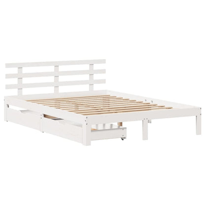 Bed Frame with Drawers without Mattress White 140x200 cm