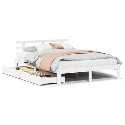 Bed Frame with Drawers without Mattress White 140x200 cm