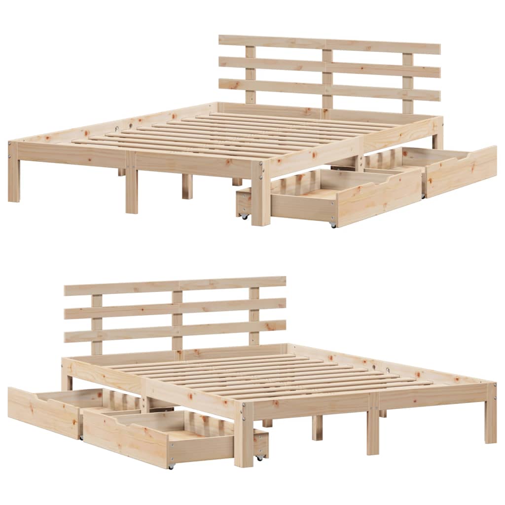 Bed Frame with Drawers without Mattress 150x200 cm King Size