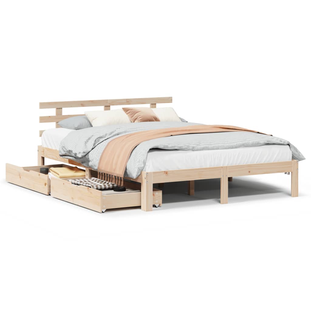 Bed Frame with Drawers without Mattress 160x200 cm