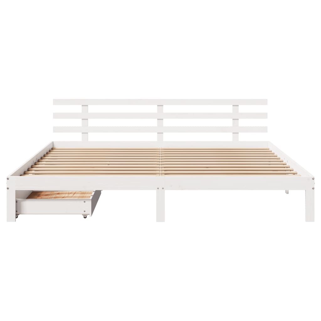 Bed Frame with Drawers without Mattress White 180x200 cm Super King