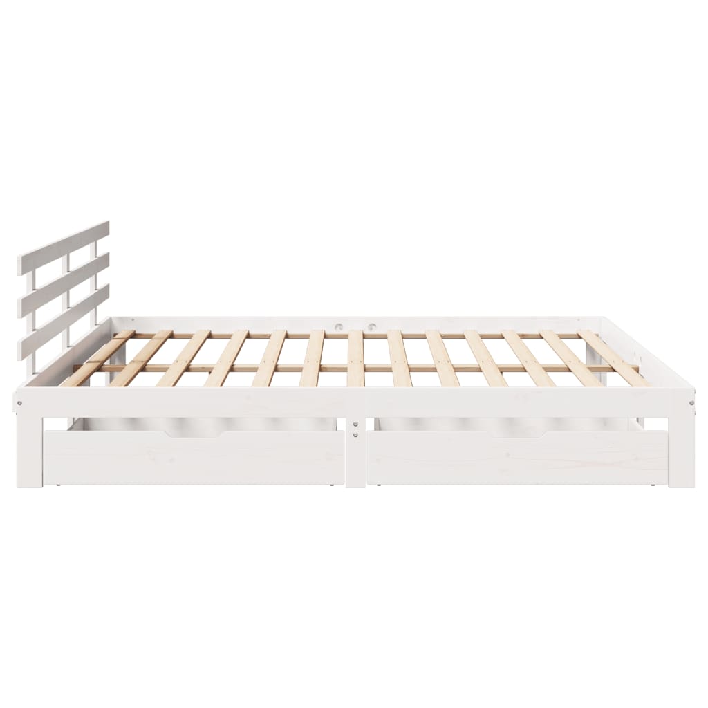 Bed Frame with Drawers without Mattress White 180x200 cm Super King