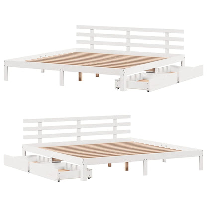 Bed Frame with Drawers without Mattress White 180x200 cm Super King