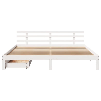 Bed Frame with Drawers without Mattress White 200x200 cm