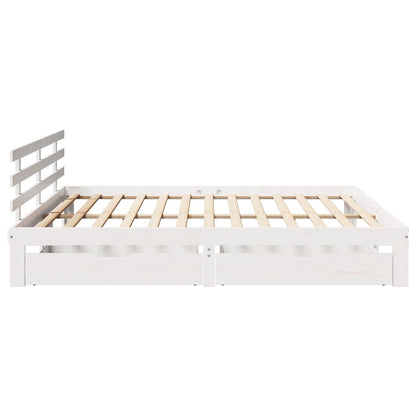 Bed Frame with Drawers without Mattress White 200x200 cm