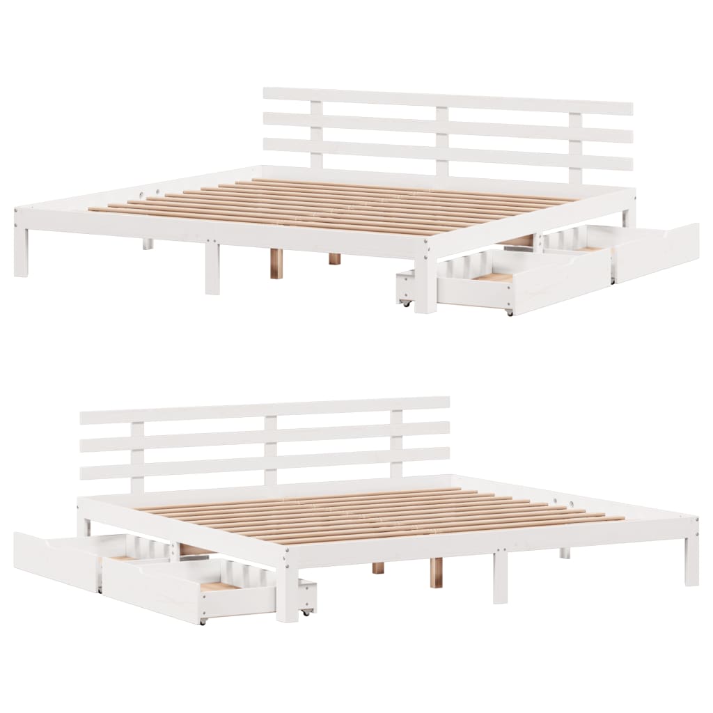 Bed Frame with Drawers without Mattress White 200x200 cm