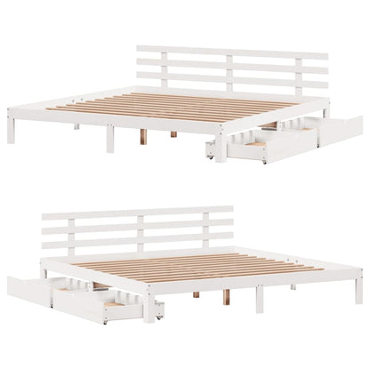 Bed Frame with Drawers without Mattress White 200x200 cm