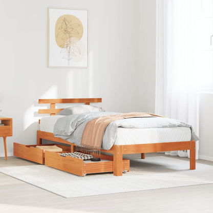 Bed Frame with Drawers without Mattress Wax Brown 90x190 cm Single