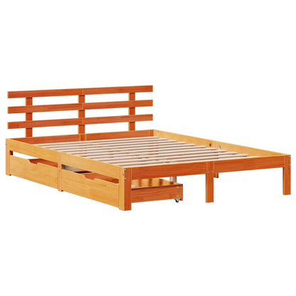 Bed Frame with Drawers without Mattress Wax Brown 120x190 cm Small Double