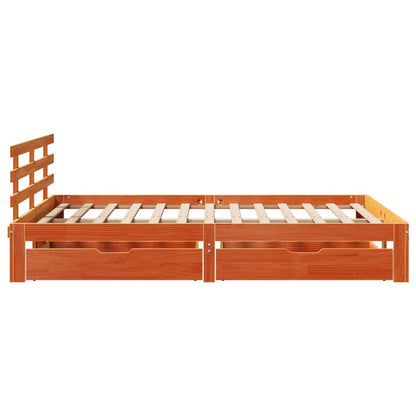 Bed Frame with Drawers without Mattress Wax Brown 120x190 cm Small Double