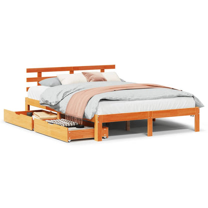 Bed Frame with Drawers without Mattress Wax Brown 120x200 cm