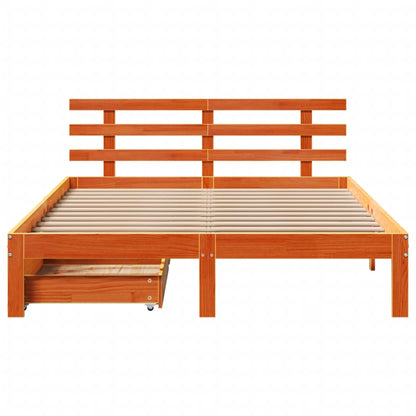 Bed Frame with Drawers without Mattress Wax Brown 120x200 cm