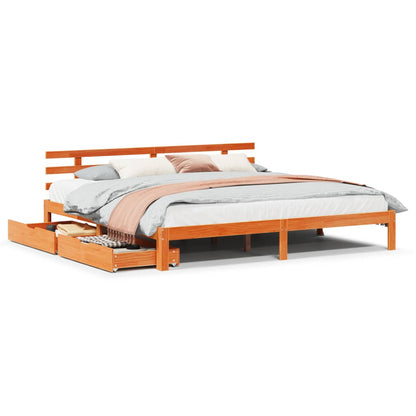 Bed Frame with Drawers without Mattress Wax Brown 180x200 cm Super King