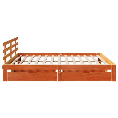 Bed Frame with Drawers without Mattress Wax Brown 180x200 cm Super King