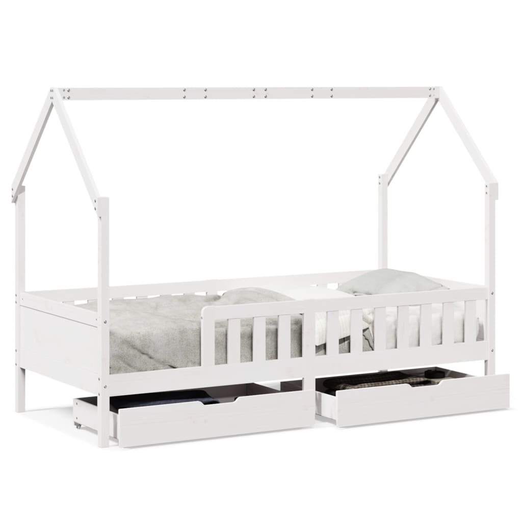 Kids Bed Frame with Drawers without Mattress 80x200 cm Solid Wood