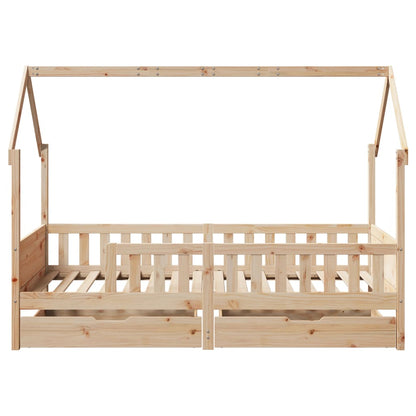 Kids Bed Frame with Drawers without Mattress 90x190 cm Single Solid Wood