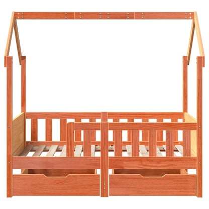 Kids Bed Frame with Drawers without Mattress 80x160 cm Solid Wood