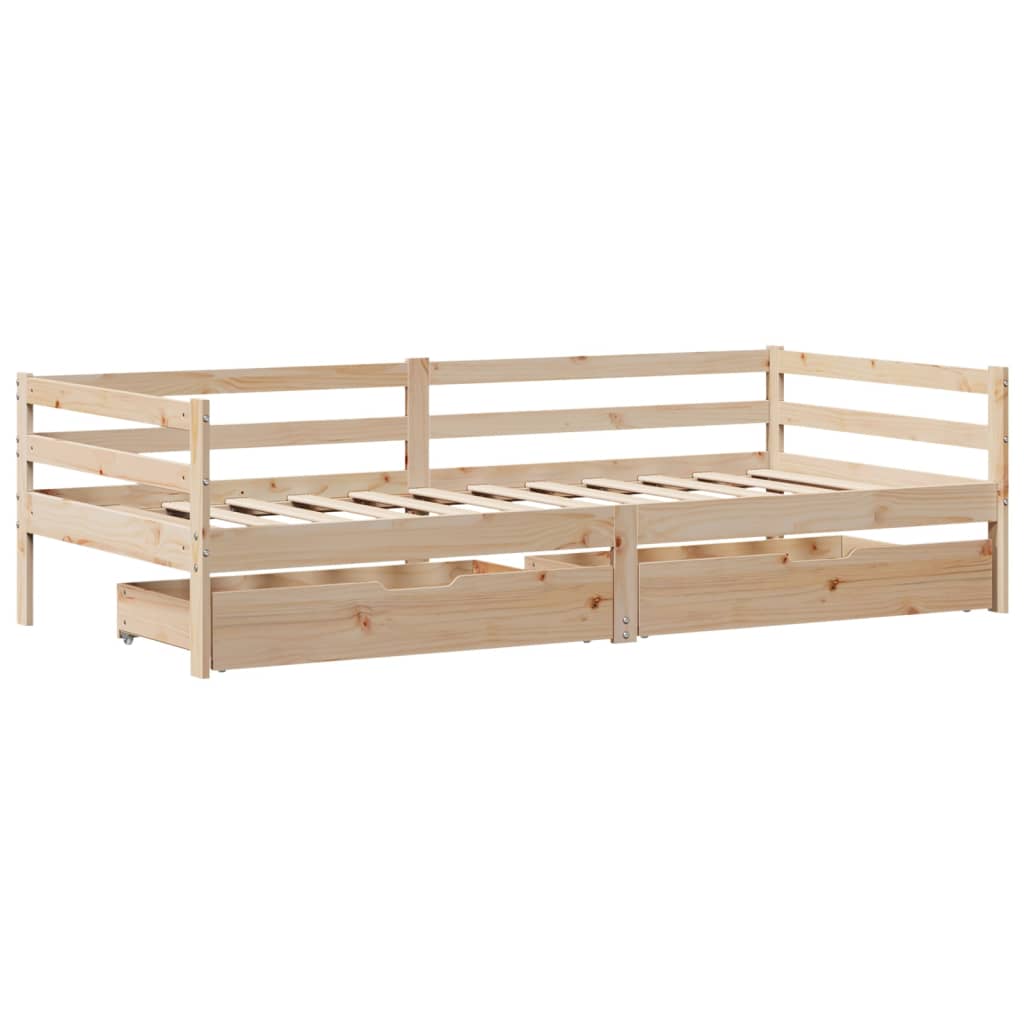 Daybed with Drawers without Mattress 90x200 cm Solid Wood