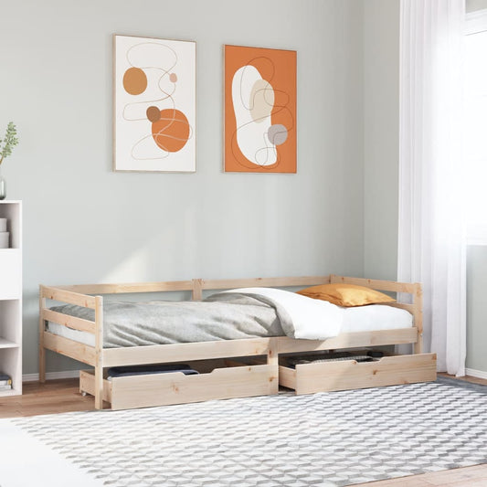 Daybed with Drawers without Mattress 90x200 cm Solid Wood