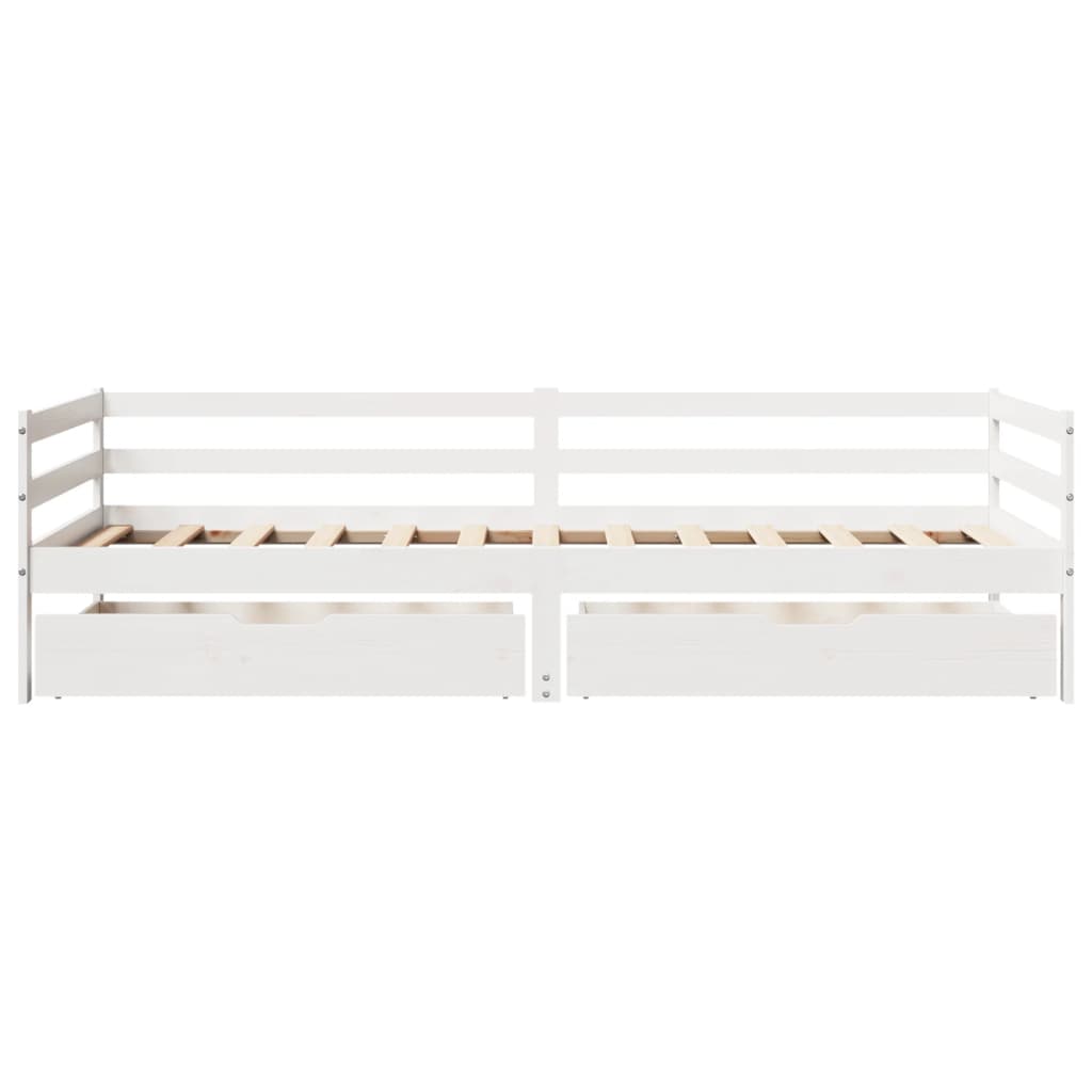 Daybed with Drawers without Mattress White 90x200 cm Solid Wood