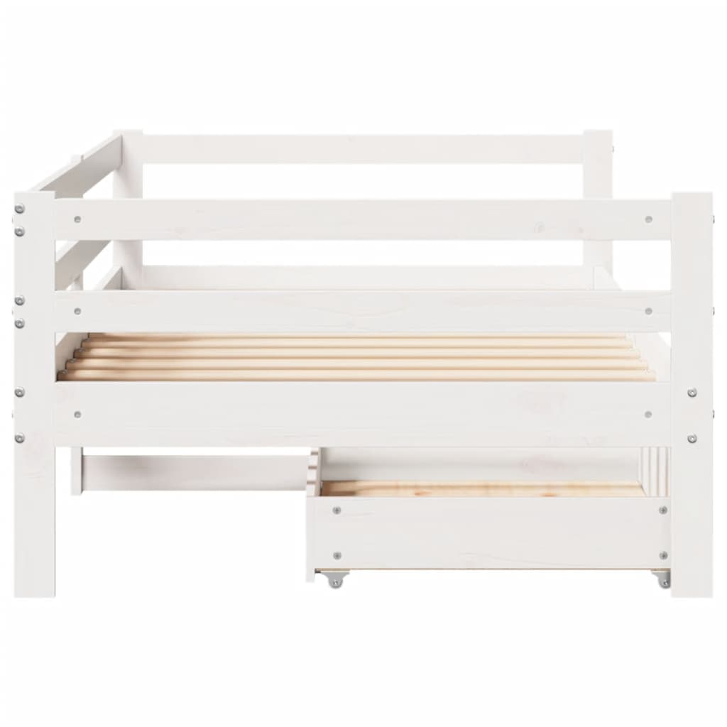 Daybed with Drawers without Mattress White 90x200 cm Solid Wood