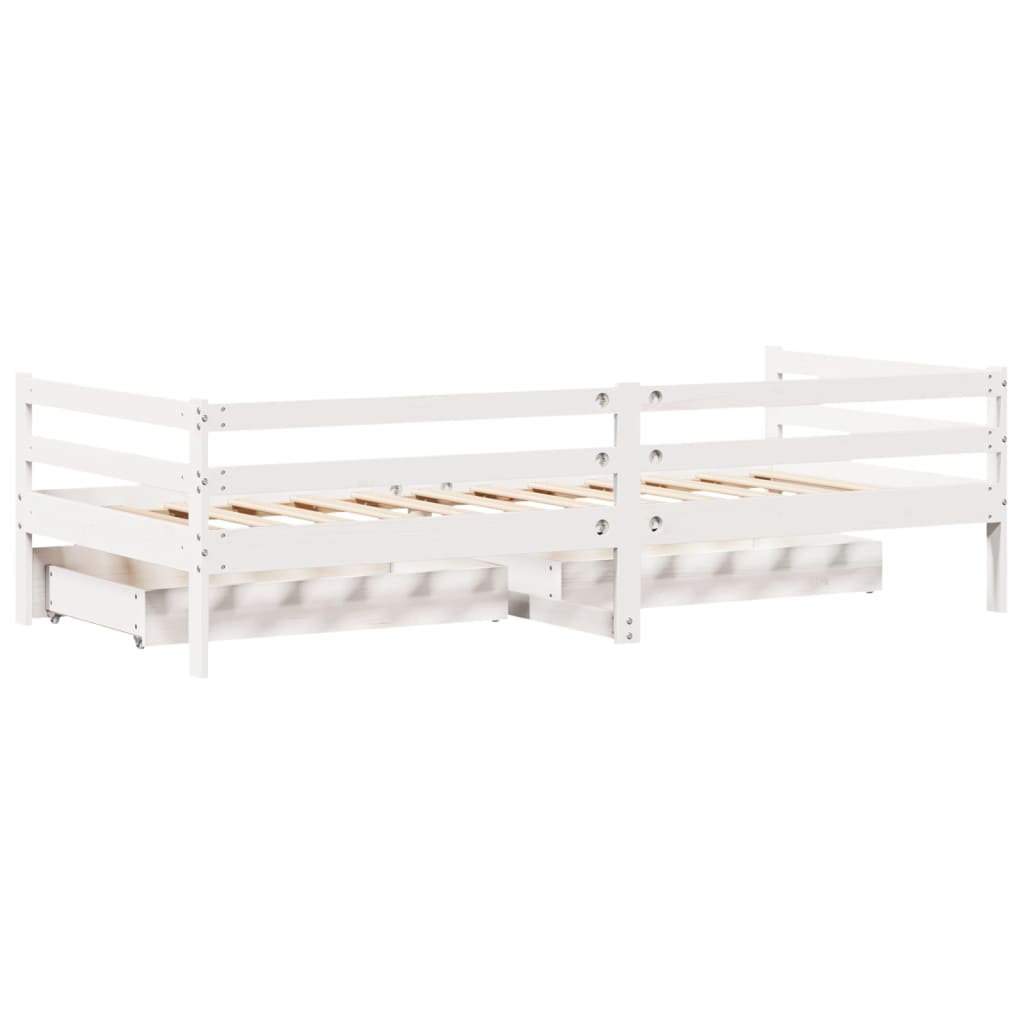 Daybed with Drawers without Mattress White 90x200 cm Solid Wood