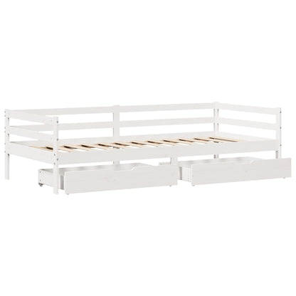 Daybed with Drawers without Mattress White 90x200 cm Solid Wood