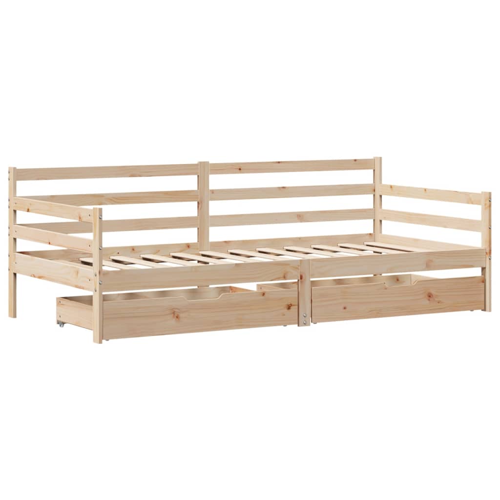 Daybed with Drawers without Mattress 90x200 cm Solid Wood