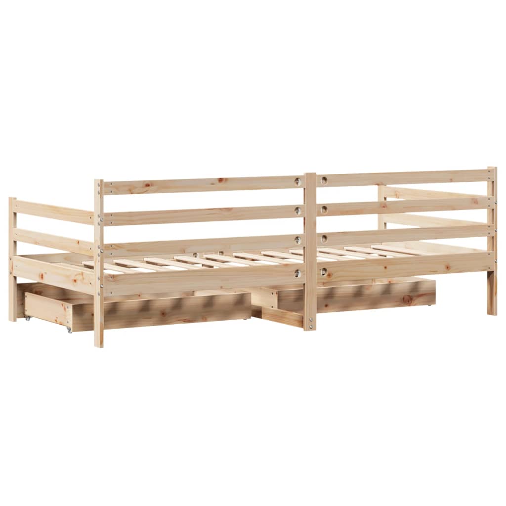 Daybed with Drawers without Mattress 90x200 cm Solid Wood