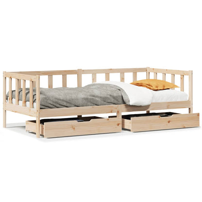 Daybed with Drawers without Mattress 90x200 cm Solid Wood