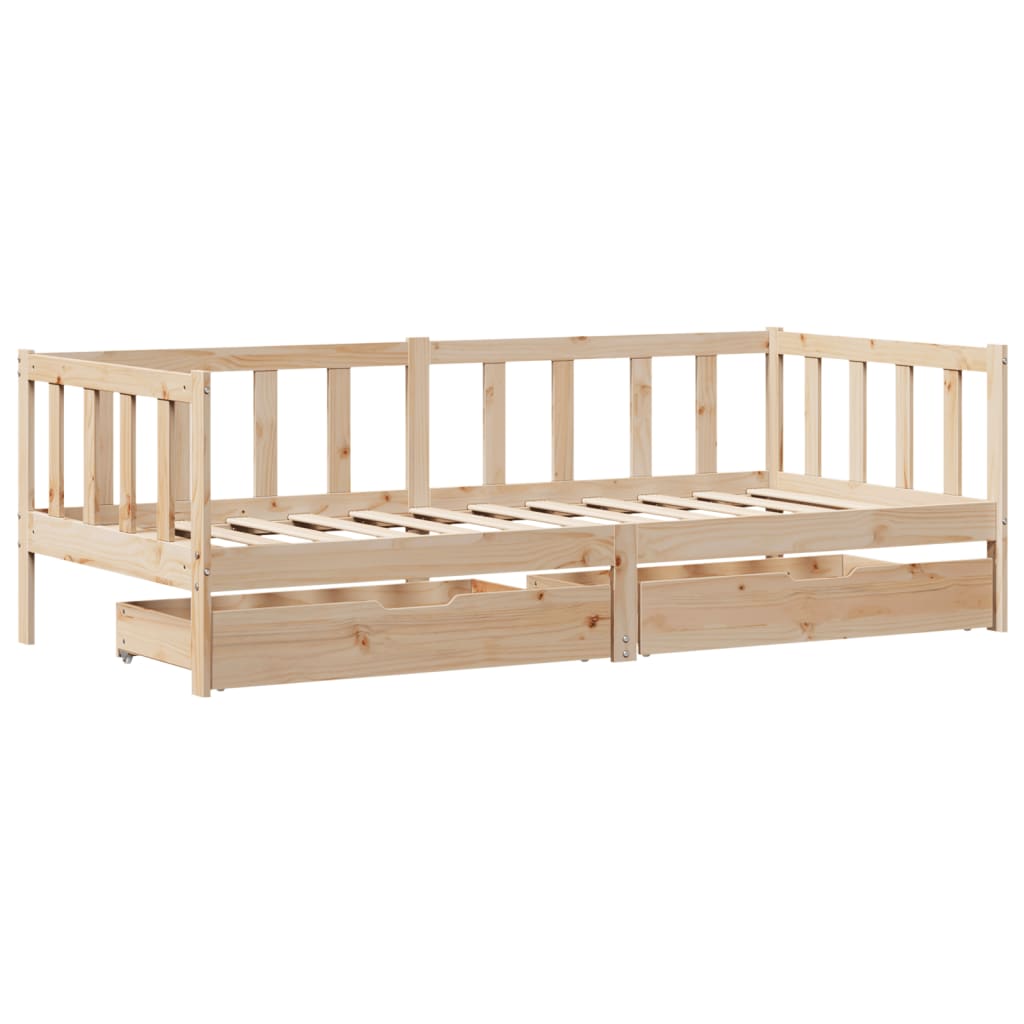 Daybed with Drawers without Mattress 90x200 cm Solid Wood