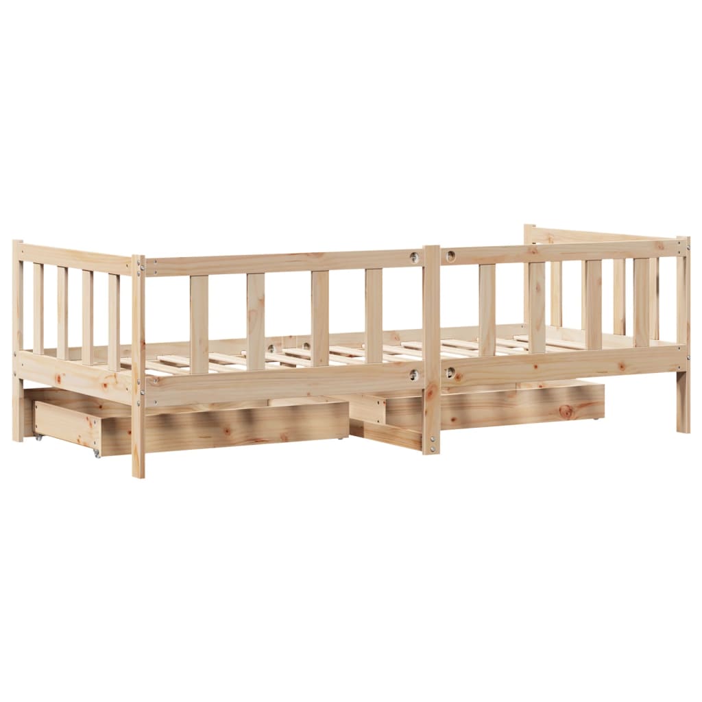 Daybed with Drawers without Mattress 90x200 cm Solid Wood