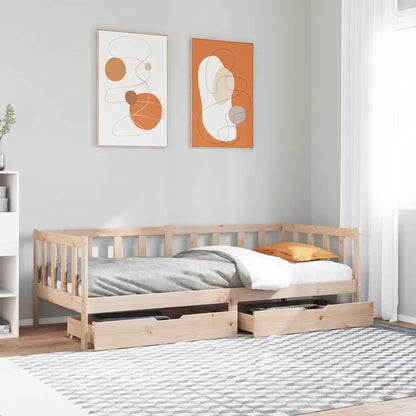 Daybed with Drawers without Mattress 90x200 cm Solid Wood