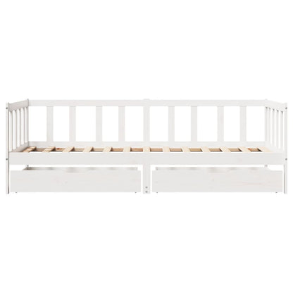 Daybed with Drawers without Mattress White 90x200 cm Solid Wood