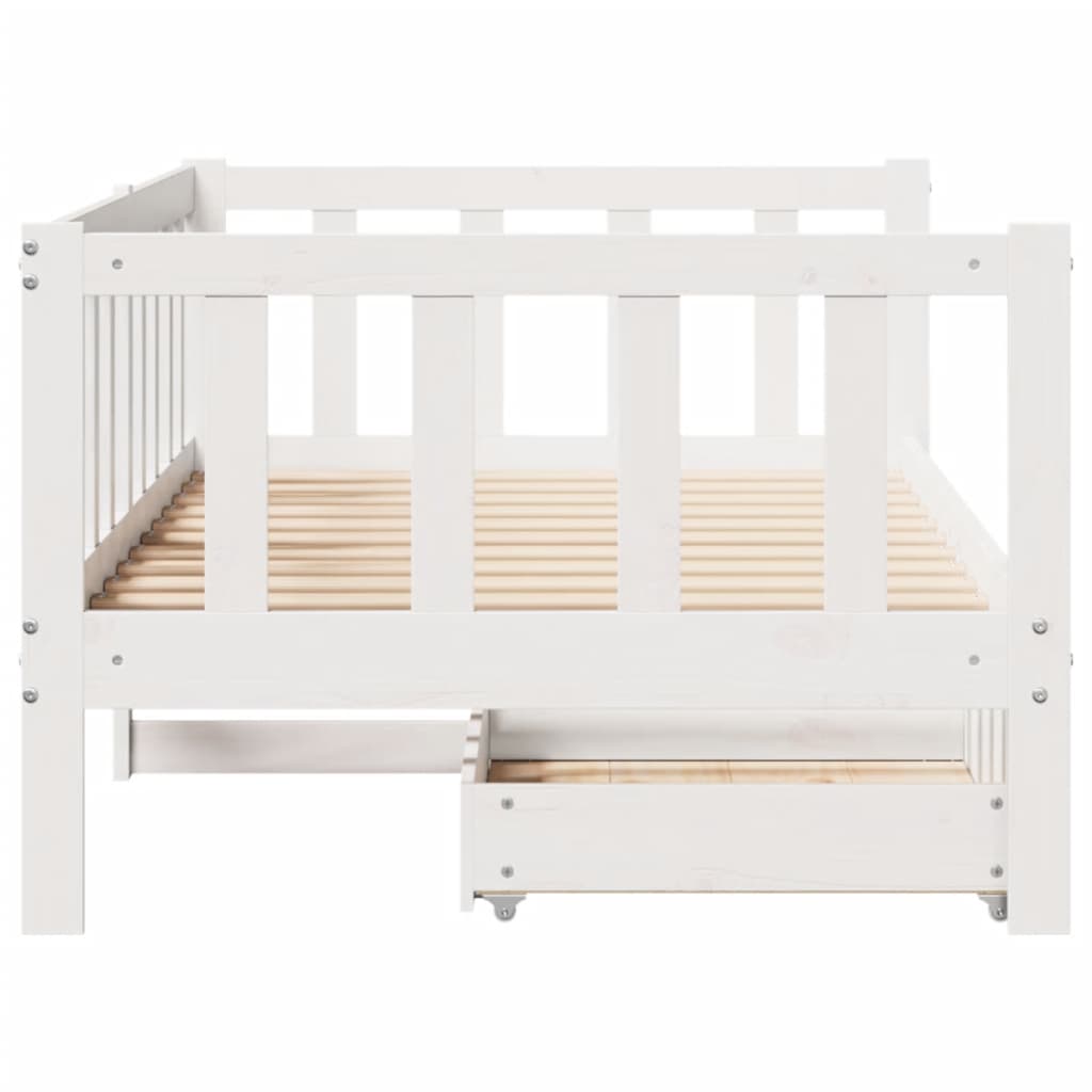 Daybed with Drawers without Mattress White 90x200 cm Solid Wood