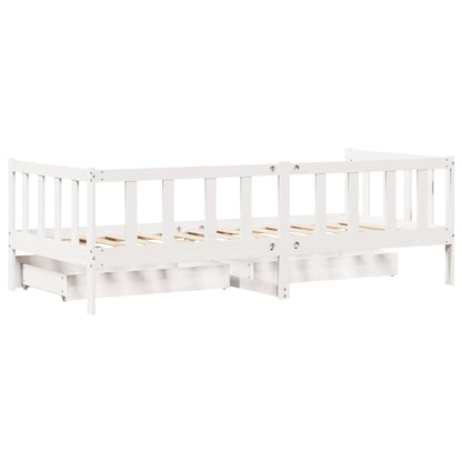 Daybed with Drawers without Mattress White 90x200 cm Solid Wood