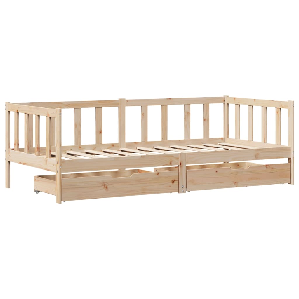 Daybed with Drawers without Mattress 90x190 cm Single Solid Wood