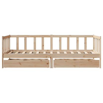 Daybed with Drawers without Mattress 90x190 cm Single Solid Wood