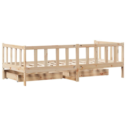 Daybed with Drawers without Mattress 90x190 cm Single Solid Wood