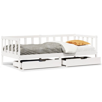 Daybed with Drawers without Mattress White 90x190 cm Single Solid Wood