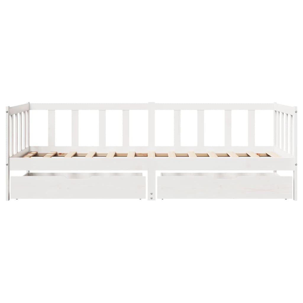 Daybed with Drawers without Mattress White 90x190 cm Single Solid Wood