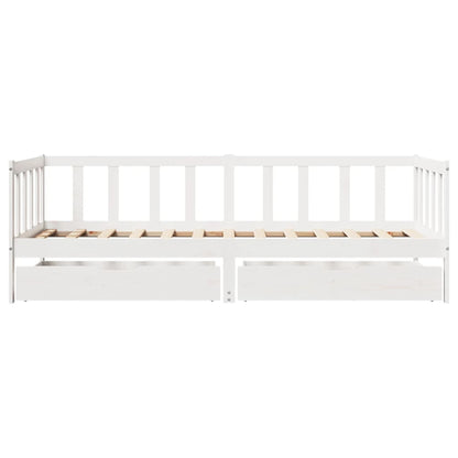 Daybed with Drawers without Mattress White 90x190 cm Single Solid Wood