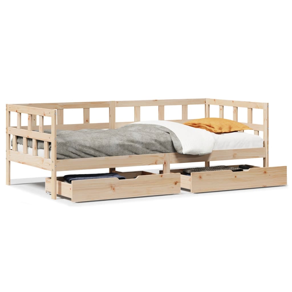 Daybed with Drawers without Mattress 90x200 cm Solid Wood