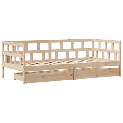 Daybed with Drawers without Mattress 90x200 cm Solid Wood