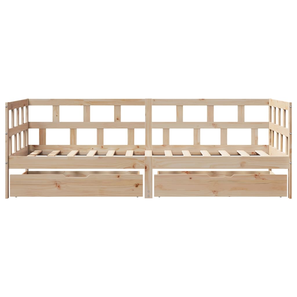 Daybed with Drawers without Mattress 90x200 cm Solid Wood