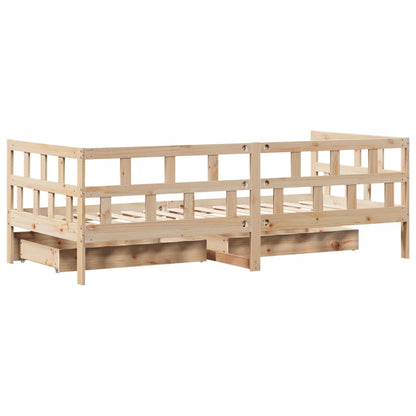 Daybed with Drawers without Mattress 90x200 cm Solid Wood