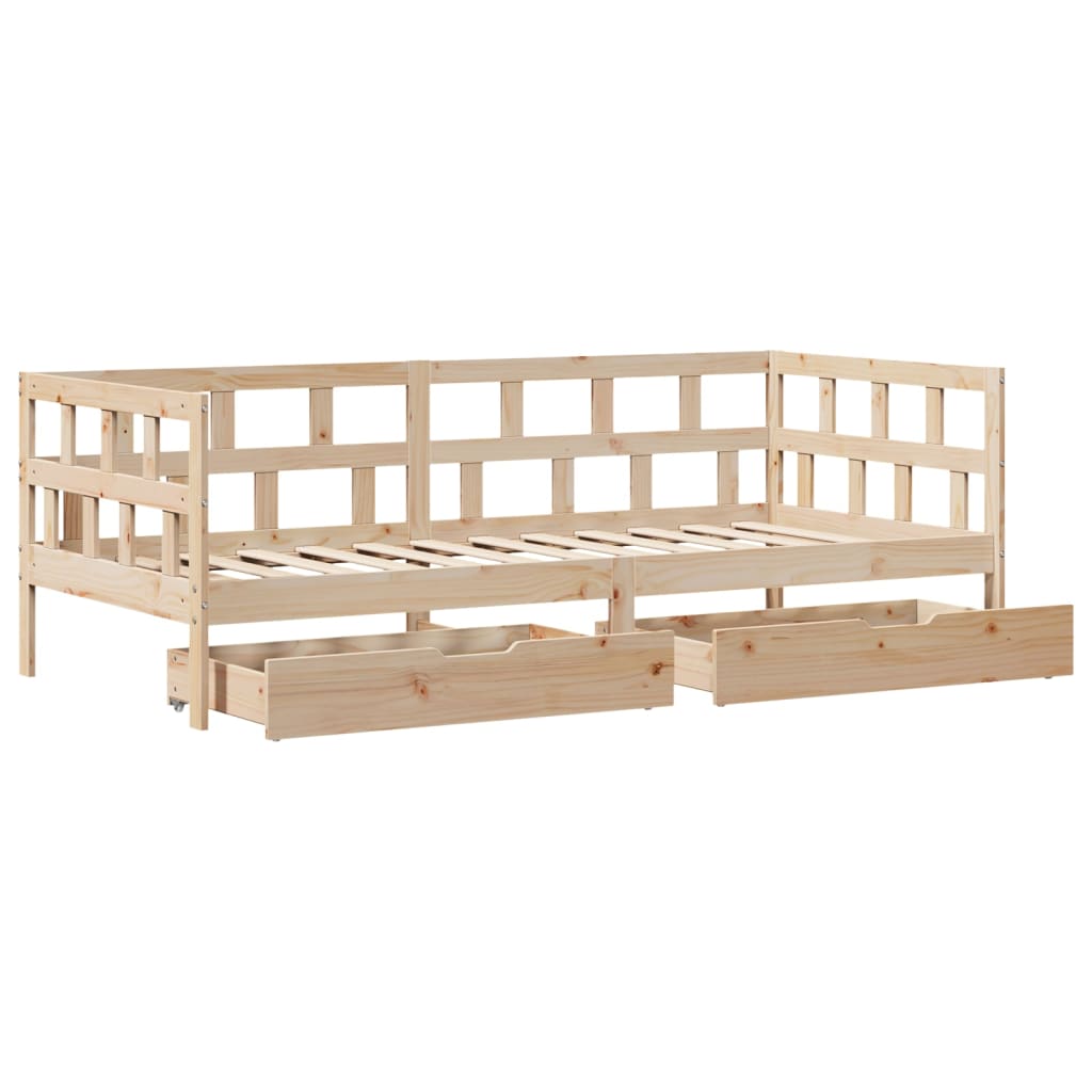 Daybed with Drawers without Mattress 90x200 cm Solid Wood