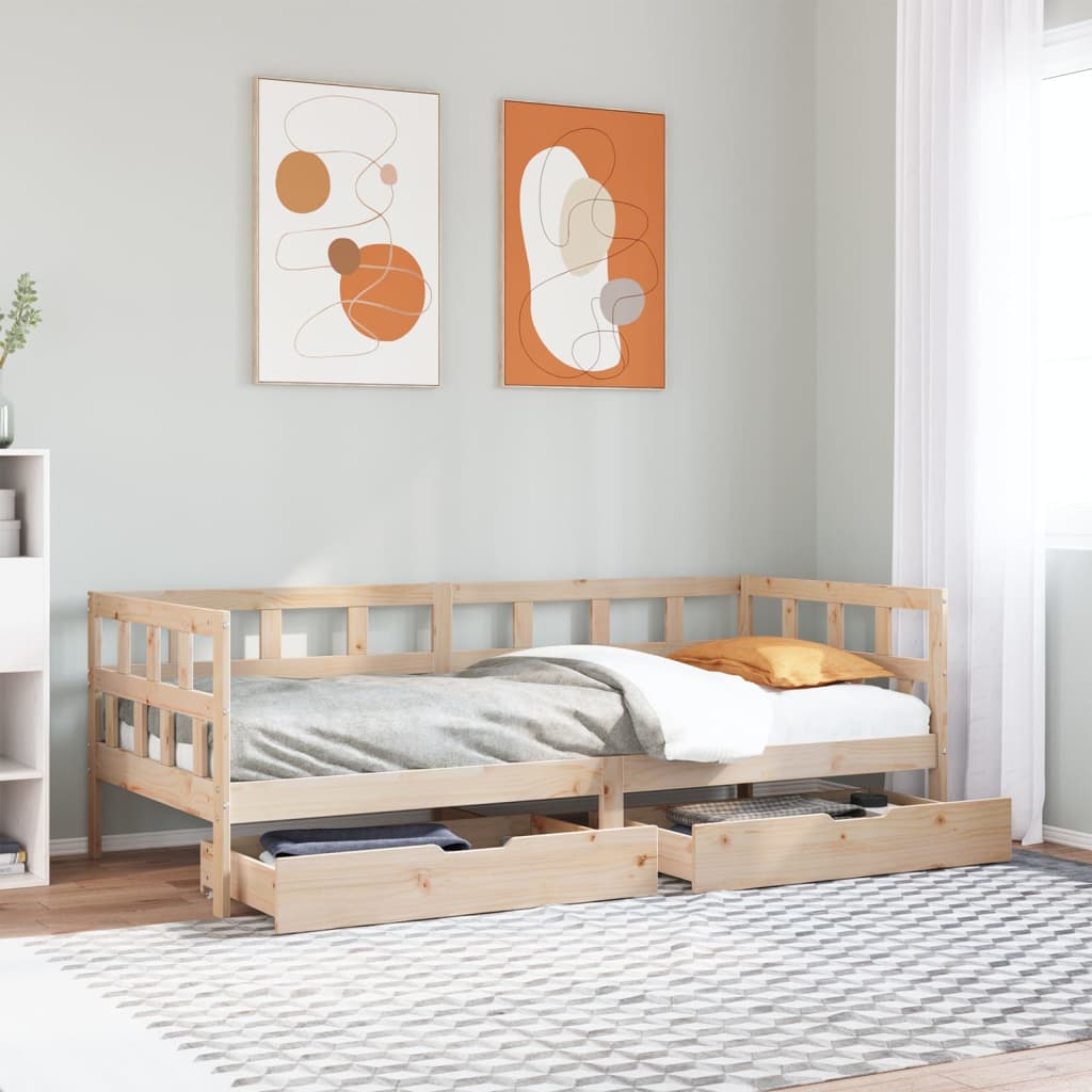 Daybed with Drawers without Mattress 90x200 cm Solid Wood