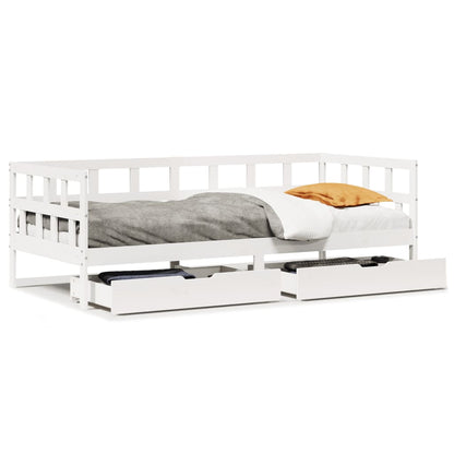 Daybed with Drawers without Mattress White 90x200 cm Solid Wood